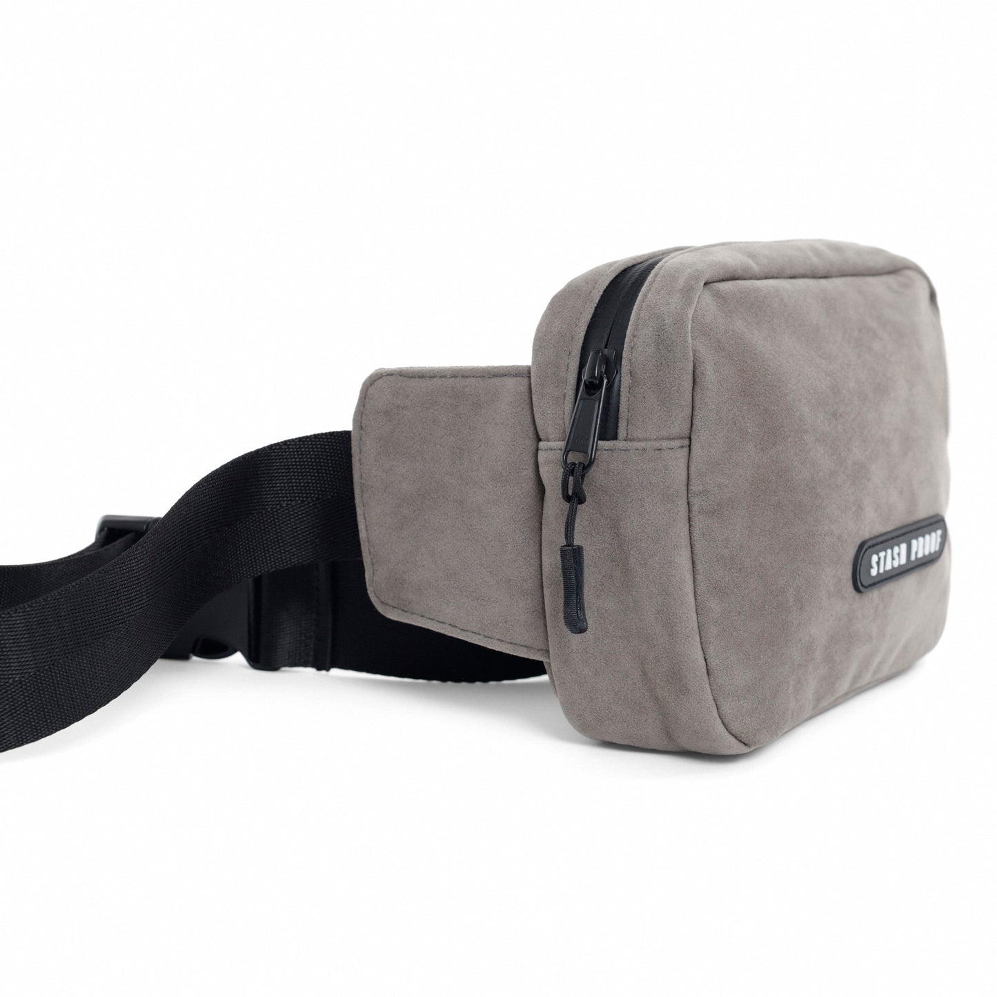 Shadow Belt Bag in Gray Suede