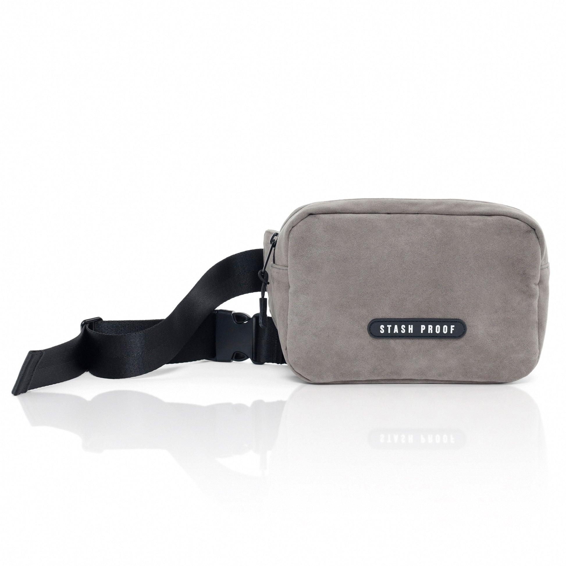 Shadow Waist Bag in Gray Suede