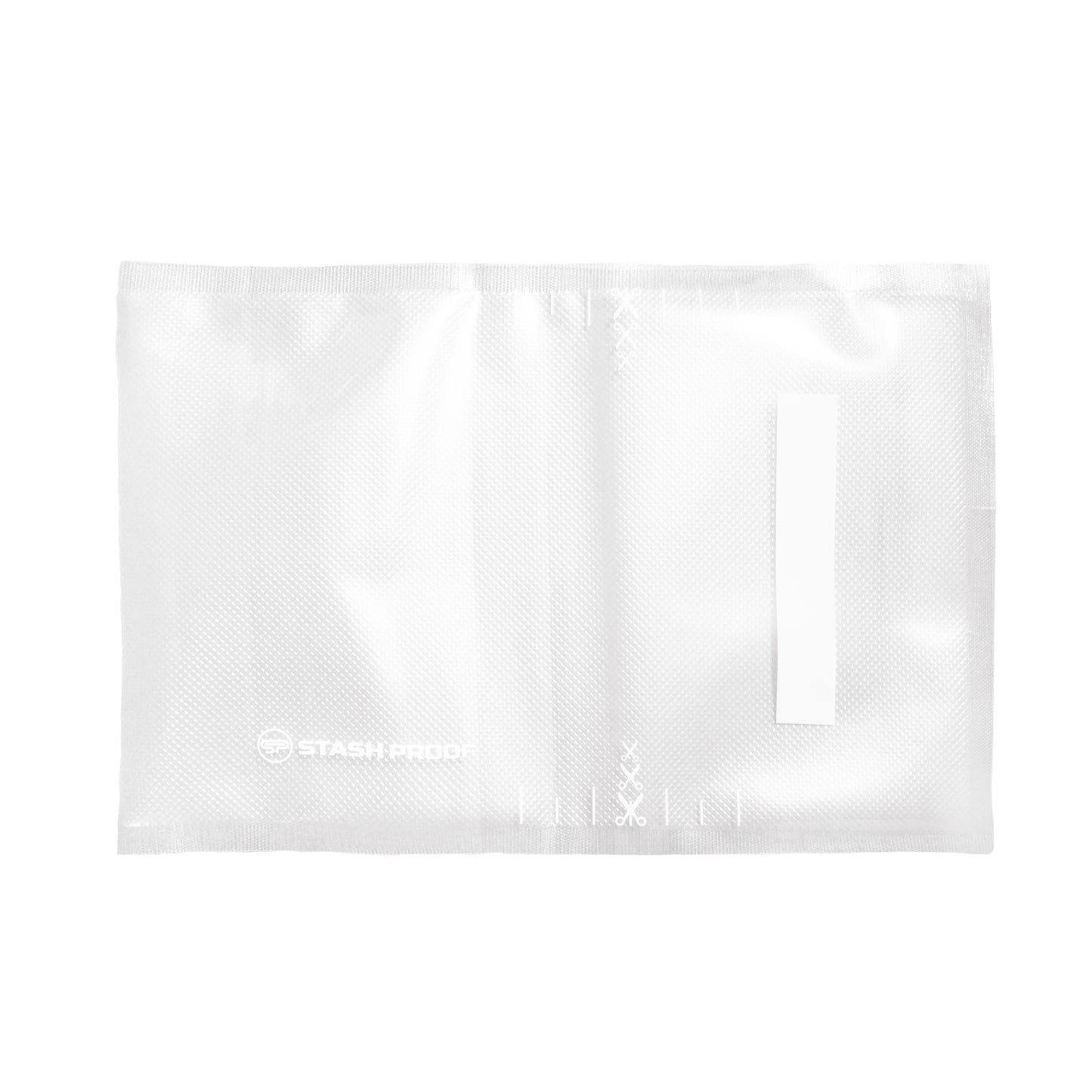 A stack of 8 by 12 inch clear vacuum seal bags stacked on top of each other and fanned out