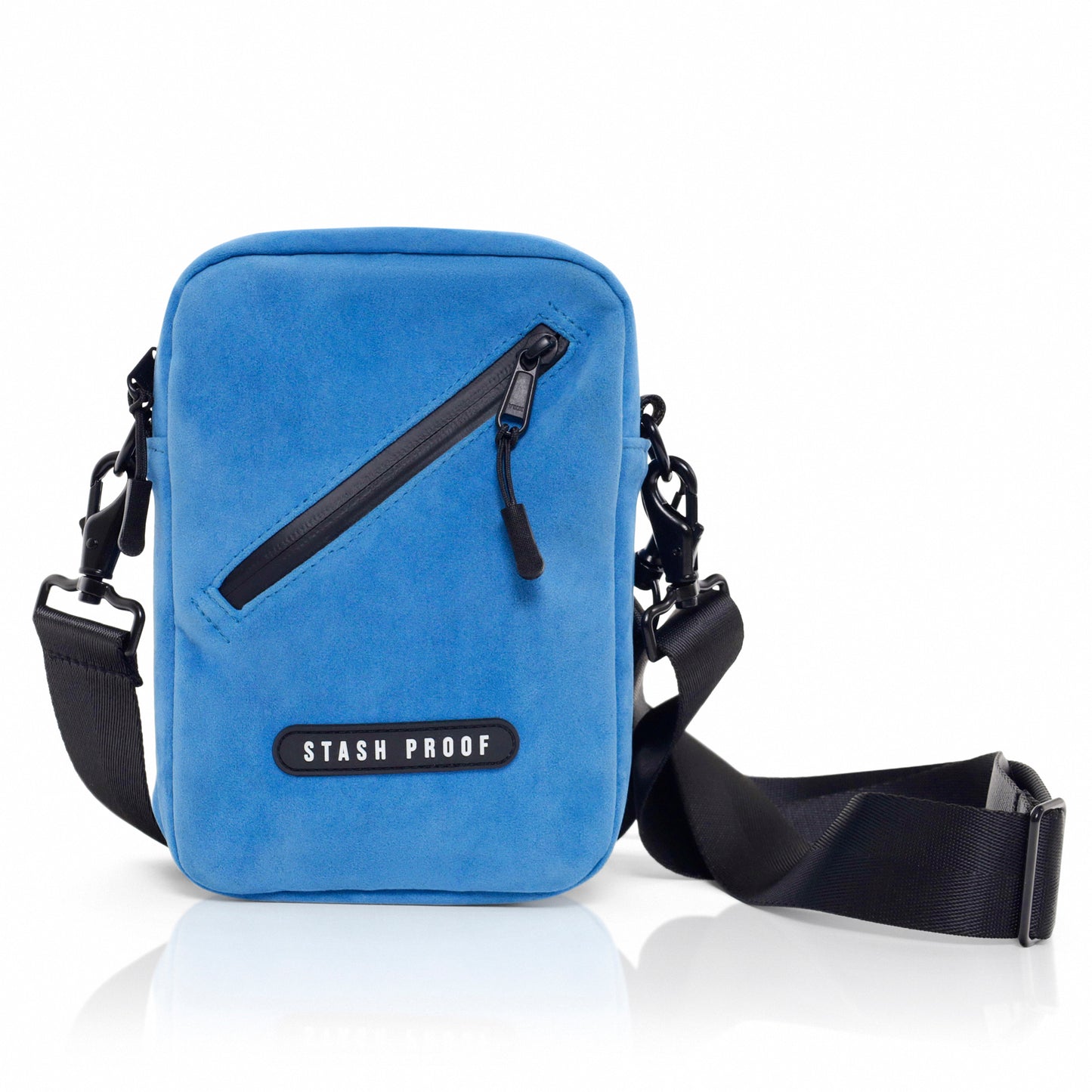 Cross-body Stash Bag in Suede Blue 