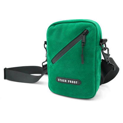 Stash Bag in Suede Green belt loop